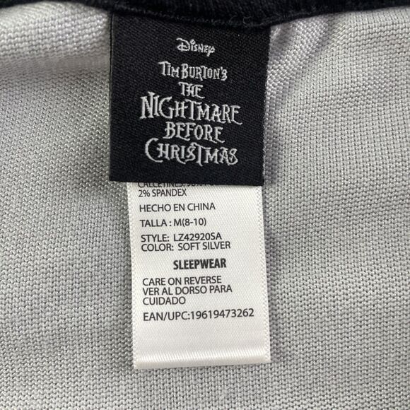 Jack Skellington Sleepwear Youth Medium Gray Black Nightmare Before Christmas - Picture 4 of 13